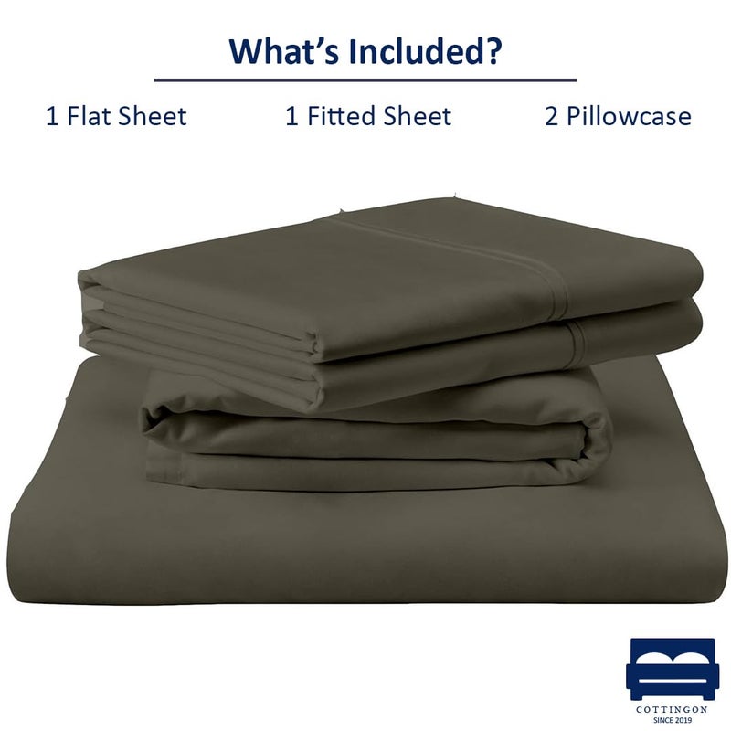 Cottingon RV King Sheets 72 x 80,Luxury Soft 100% Egyptian Cotton, 4 Pcs Camper Bedding Set to Fit Upto 15" Deep Custom RV Mattress, Dark Grey Solid - Image 2